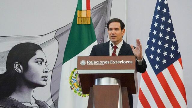 Juan Ramón de la Fuente, secretario de Relaciones Exteriores, y Marco Rubio, secretario de Estado de los Estados Unidos, en conferencia de prensa