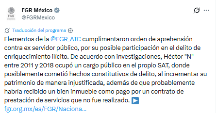 FGR captura a Héctor Landa Cabrera, ex mando del SAT en el sexenio de Peña Nieto