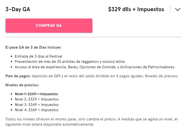 Precios boletos Baja Beach Fest