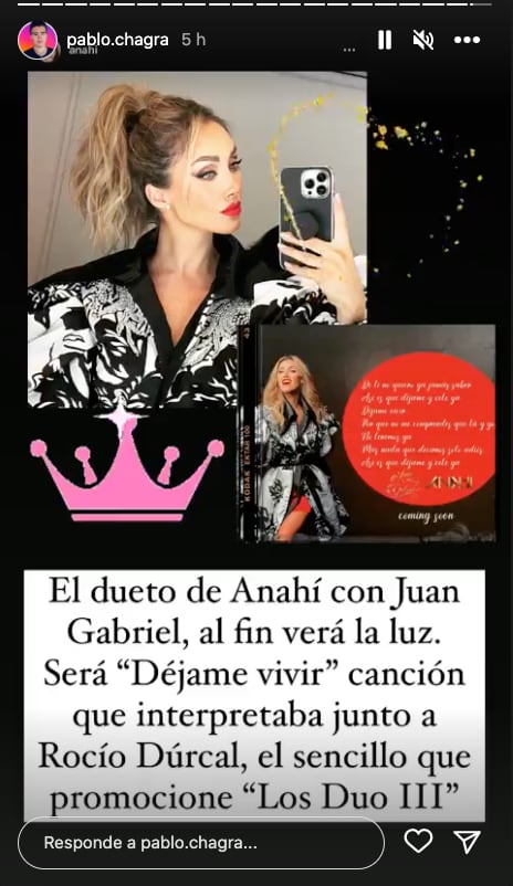 Anahí reinterpretará 'Déjame vivir' de Rocío Durcal y Juan Gabriel