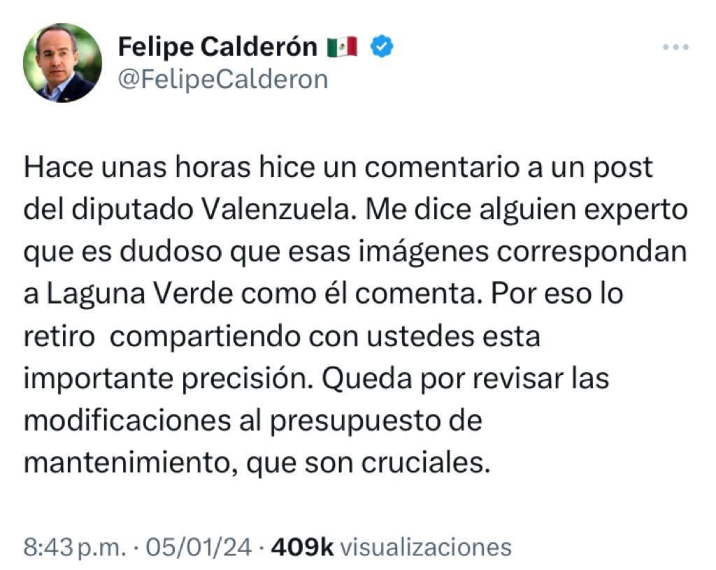 Felipe Calderón sobre Central Nuclear de Laguna Verde
