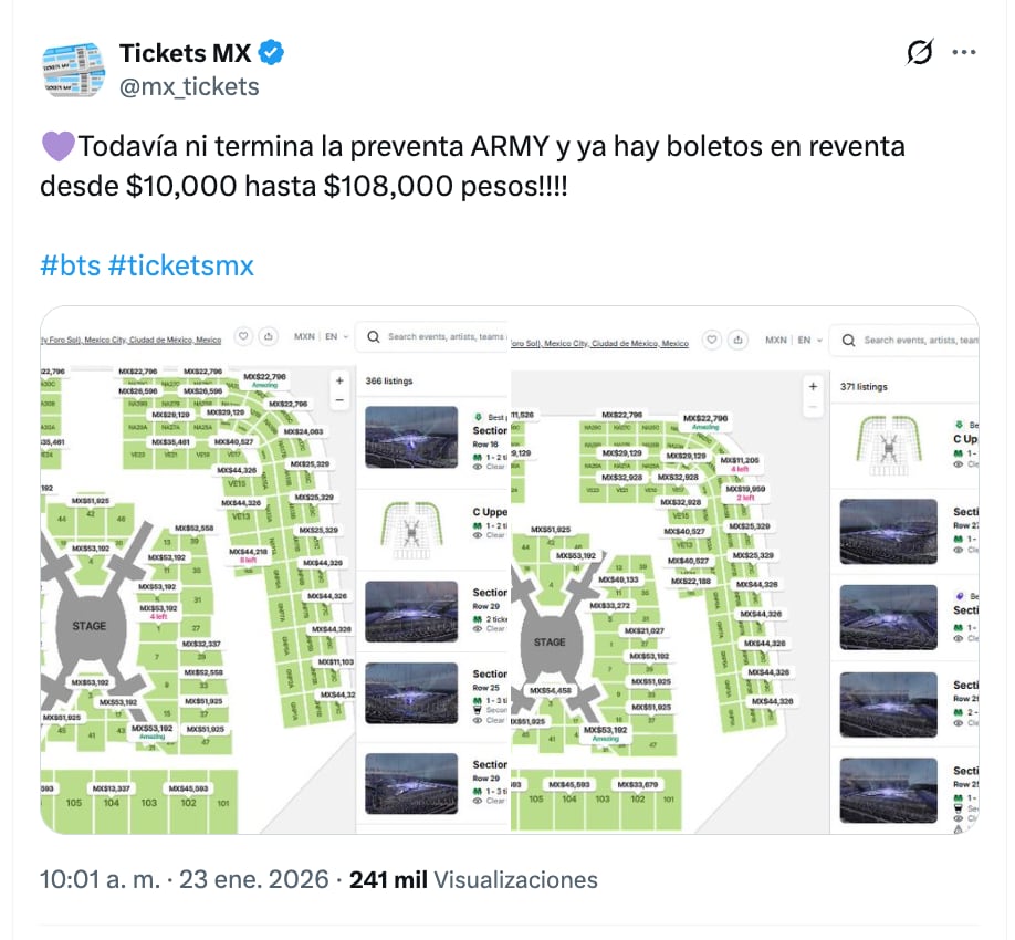 Boletos de BTS ya están en reventa en México antes del fin de la preventa