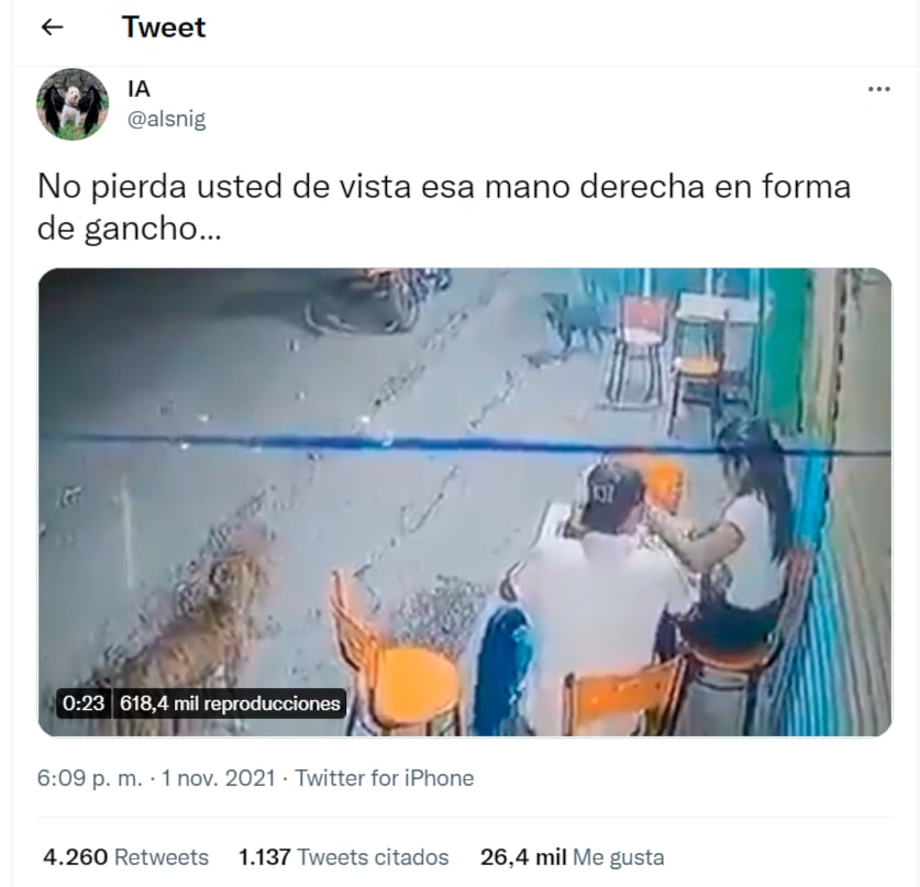 Captura de pantalla Twitter de video viral dónde mujer se defiende de su agresor en Puebla
