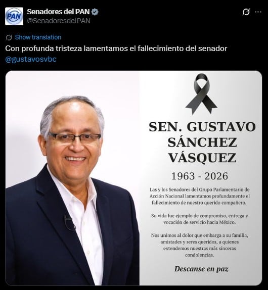 Murió Gustavo Sánchez Vázquez, senador del PAN, a los 62 años