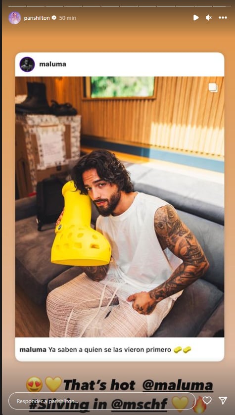 Paris Hilton ve a un ardiente Maluma con sus MSCHF x Crocs Big Yellow Boots.