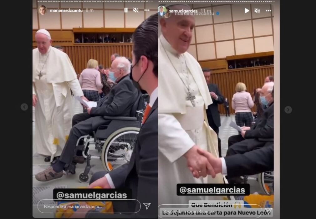 El saludo entre el papa Francisco y Samuel García