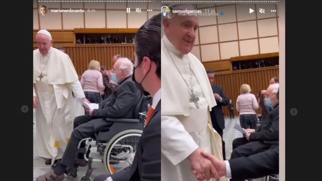 El saludo entre el papa Francisco y Samuel García