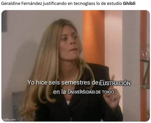 Memes de Geraldine Fernández quien mintió sobre trabajar en Studio Ghibli
