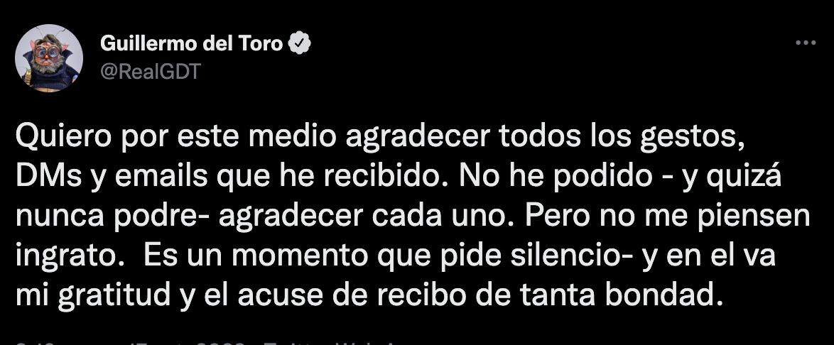 Agradecimiento Guillermo del Toro