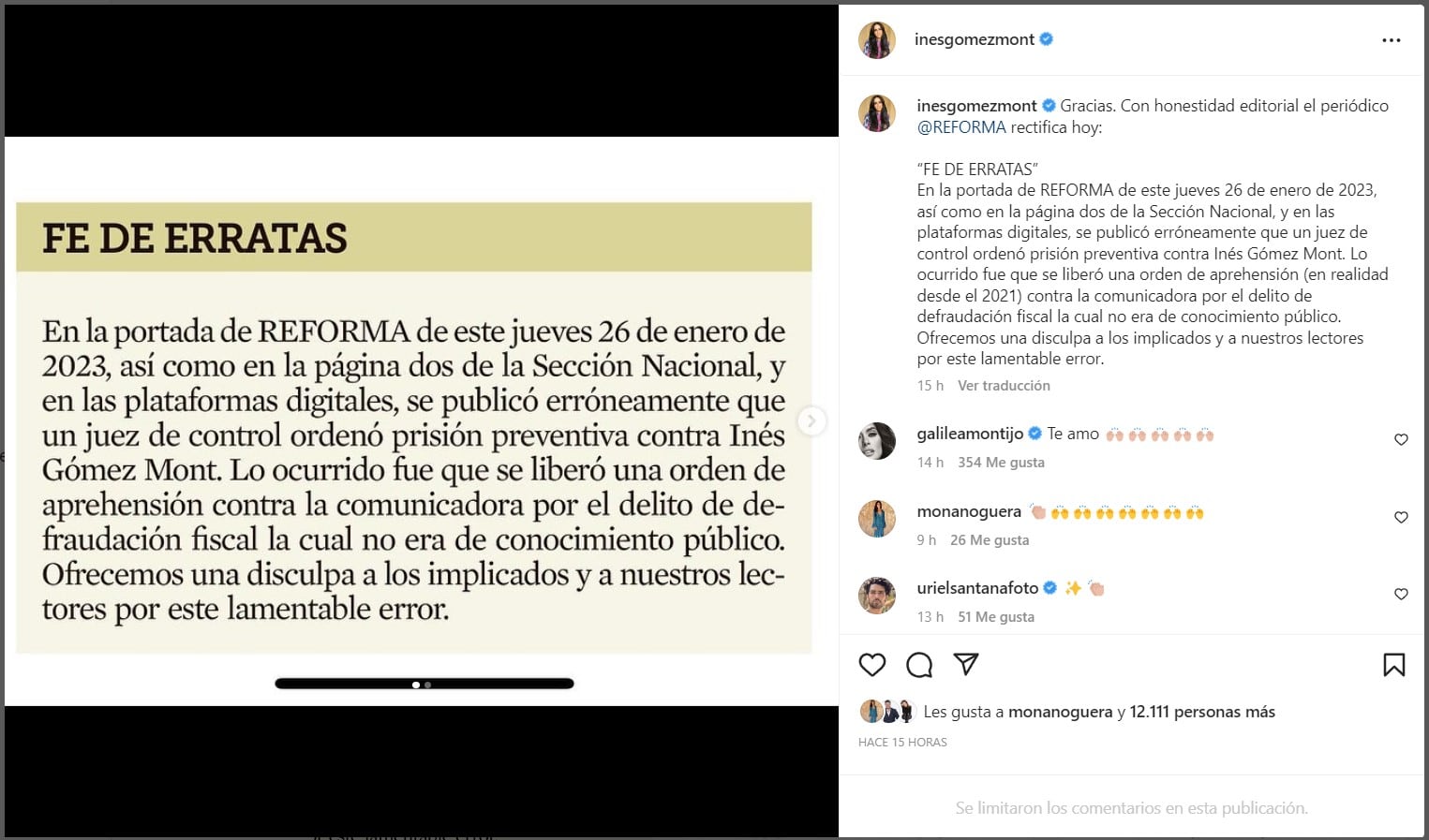 Post de Inés Gómez Mont