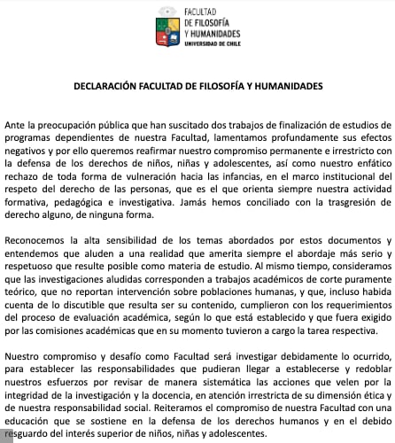 Primera postura de la Universidad de Chile