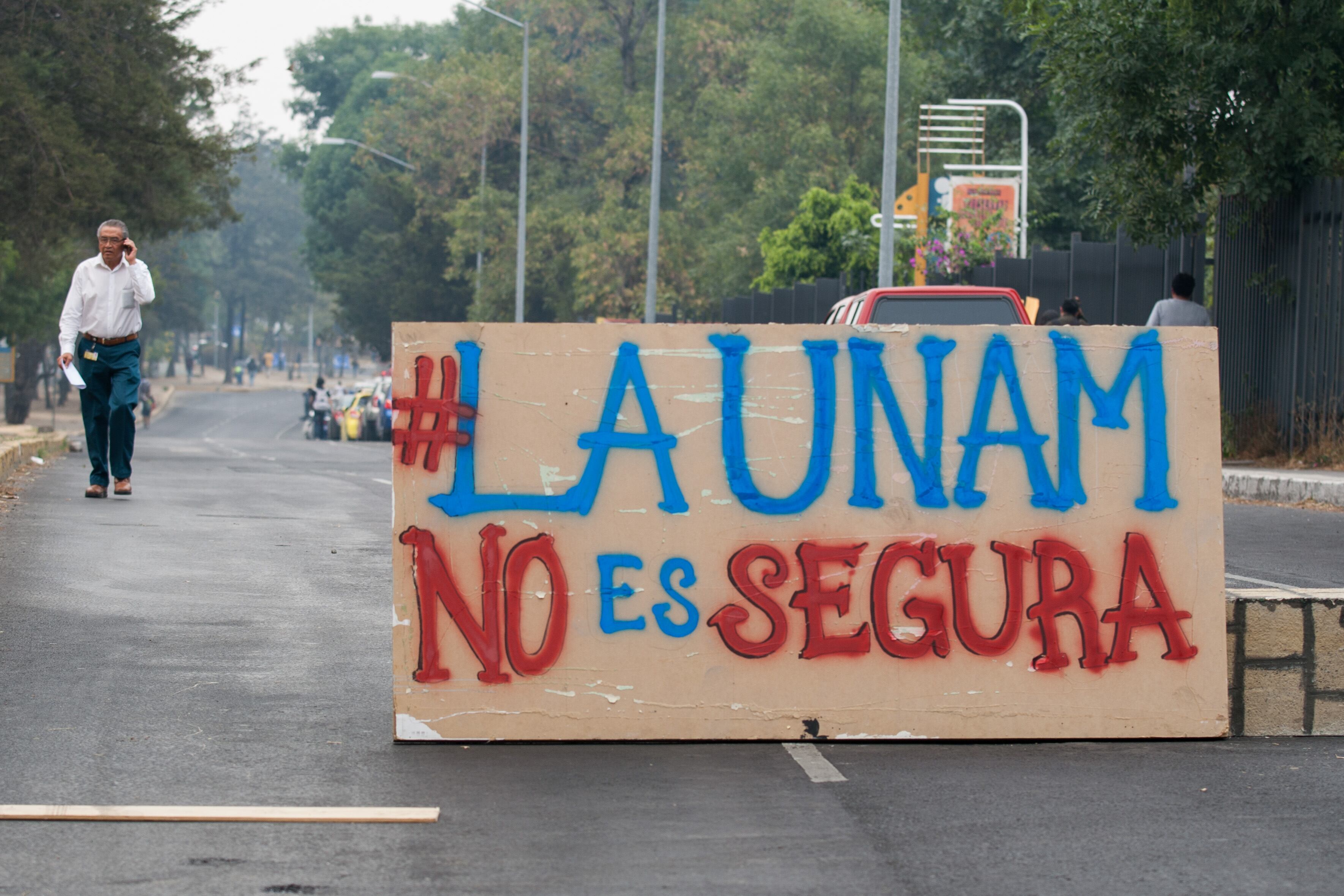 Protesta por inseguridad en la UNAM.