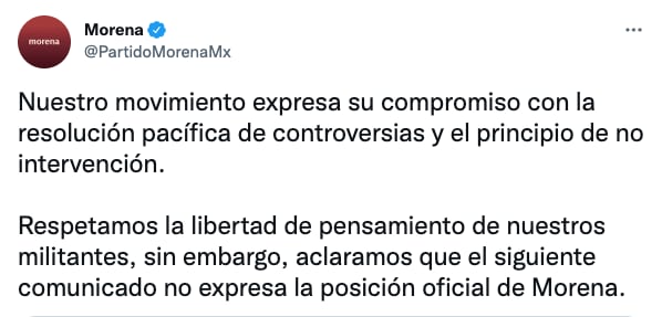 Morena se deslinda de comunicado a favor de Rusia