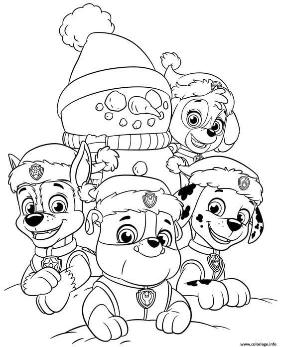 Dibujos de Paw Patrol para colorear en Año Nuevo