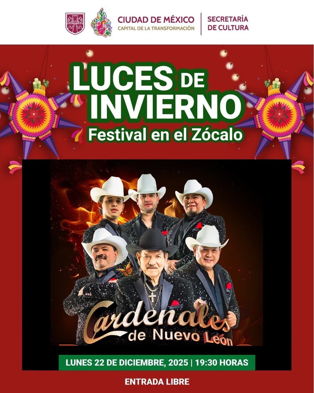Concierto de Los Cardenales de Nuevo León en el Zócalo CDMX