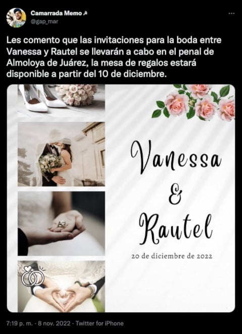 Rautel "N" y Vanessa "N", supuesta invitación a la boda