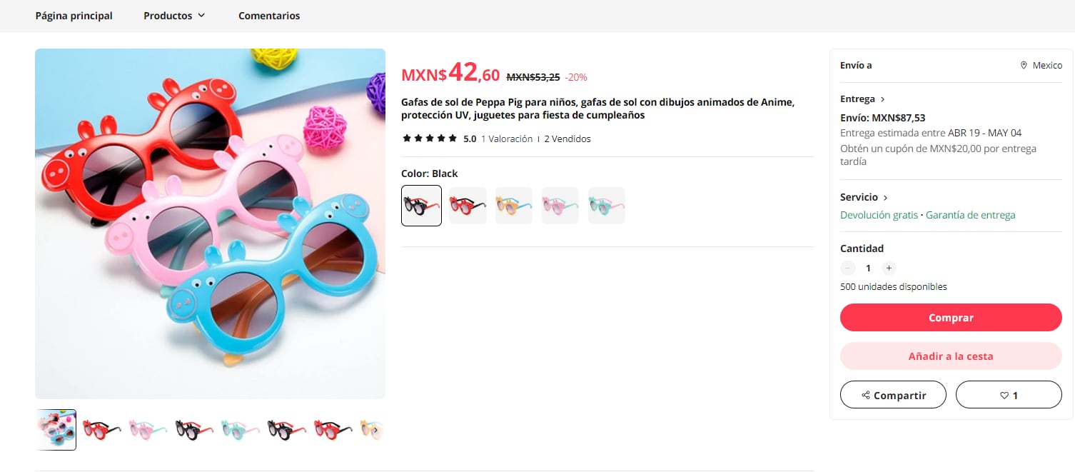 Lentes de George, el hermano de Peppa Pig