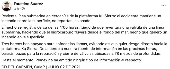 Mensaje de Faustino Suárez