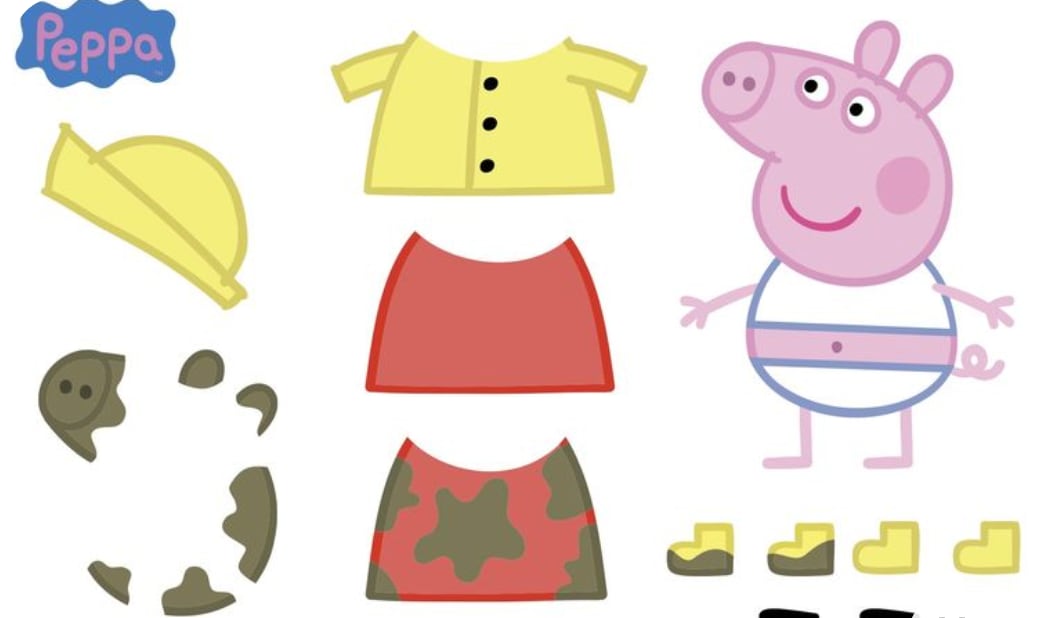 Peppa Pig para recortar y vestir con ropa de lluvia