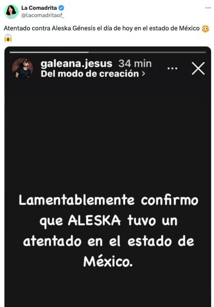Confirman atentado contra Aleska Génesis