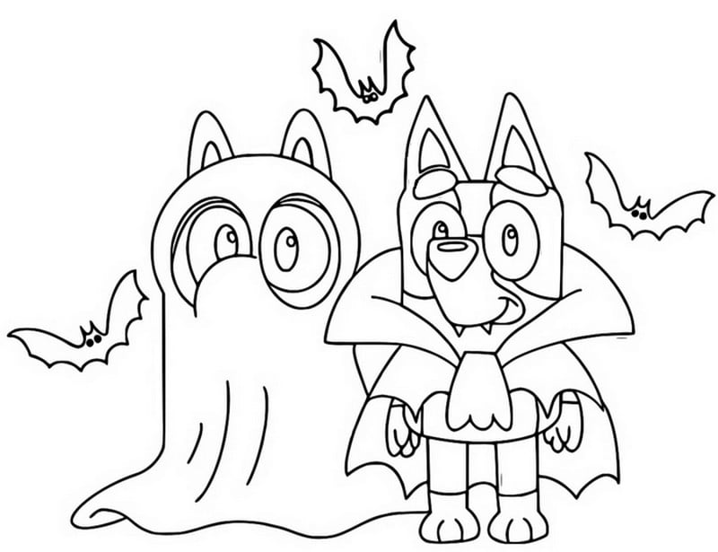 Dibujo de Bluey en Halloween