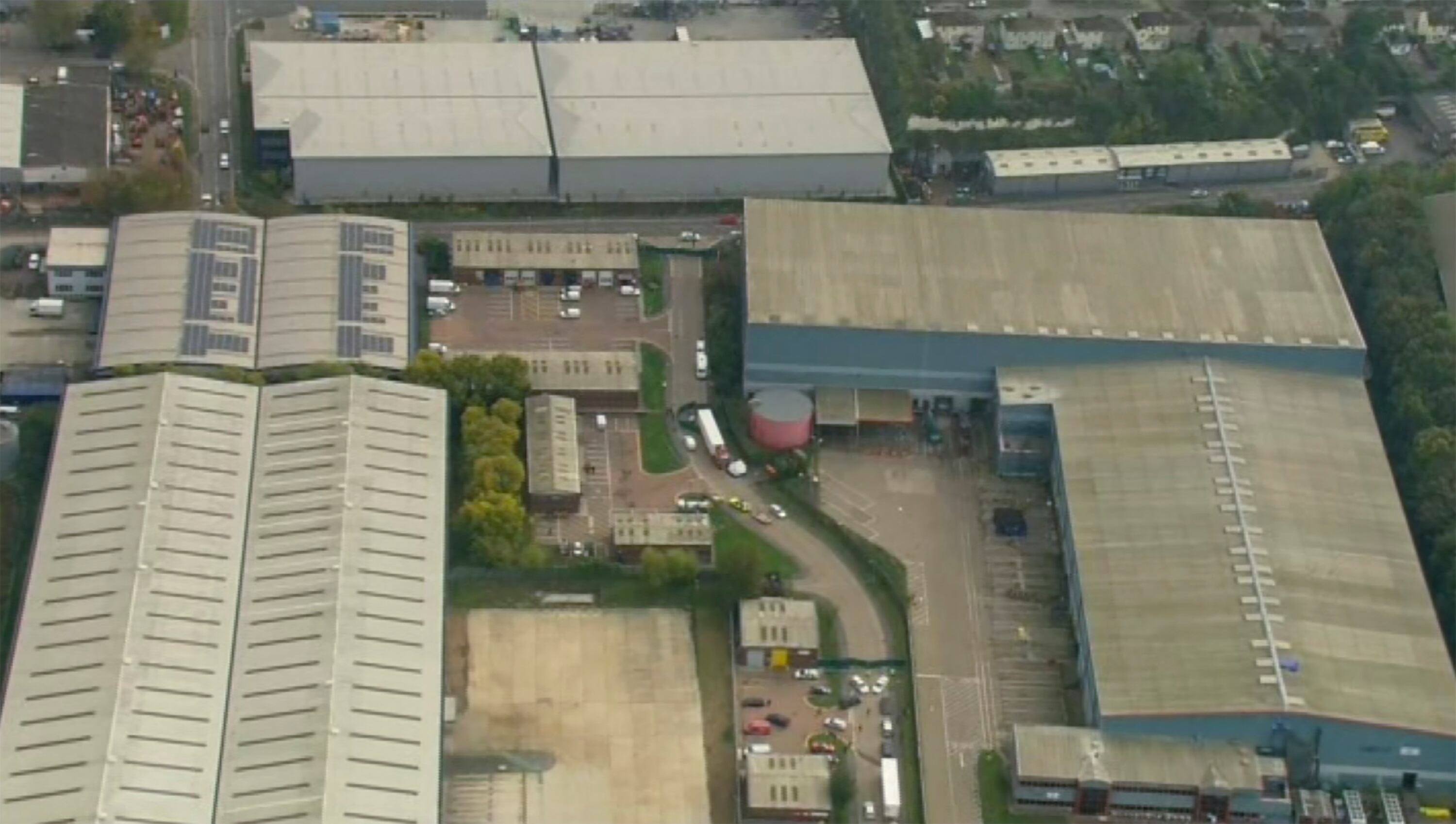 Parque industrial donde se halló el tráiler con los 39 cadáveres.