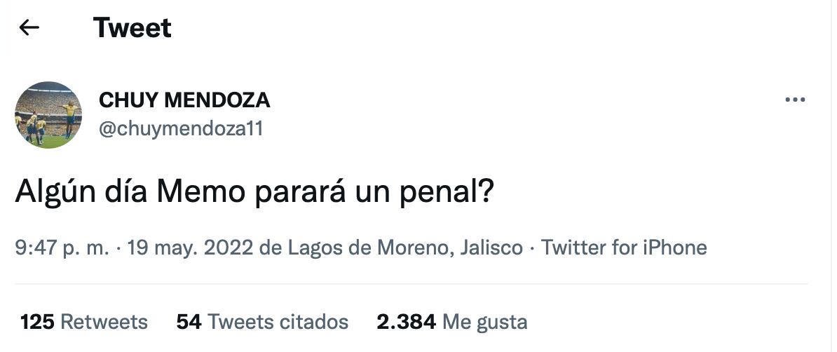 Jesús Mendoza criticó a Guillermo Ochoa