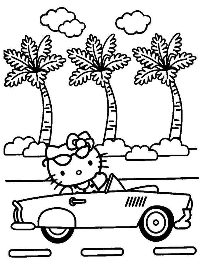 Dibujos de Hello Kitty en la playa para colorear e imprimir