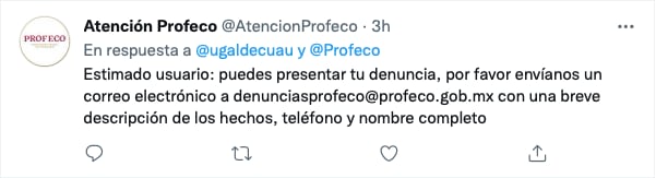 Tuit de Atención profeso donde pide denunciar a la Farmacia Benavides/@AtencionProfeco
