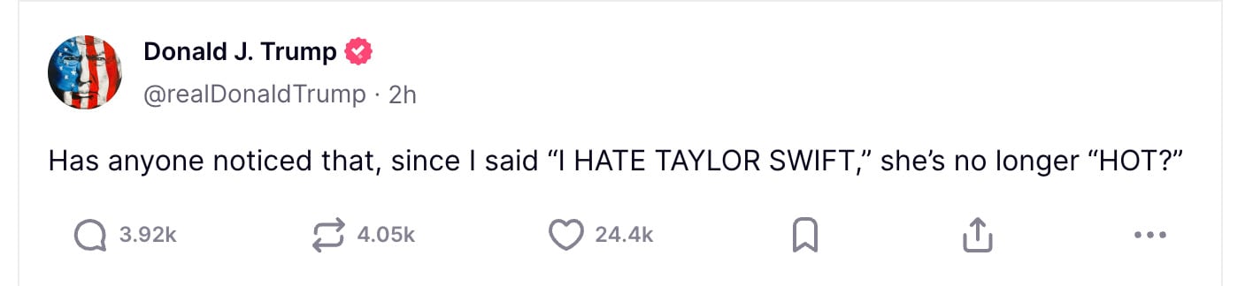 Donald Trump jura que acabó con la carrera de Taylor Swift