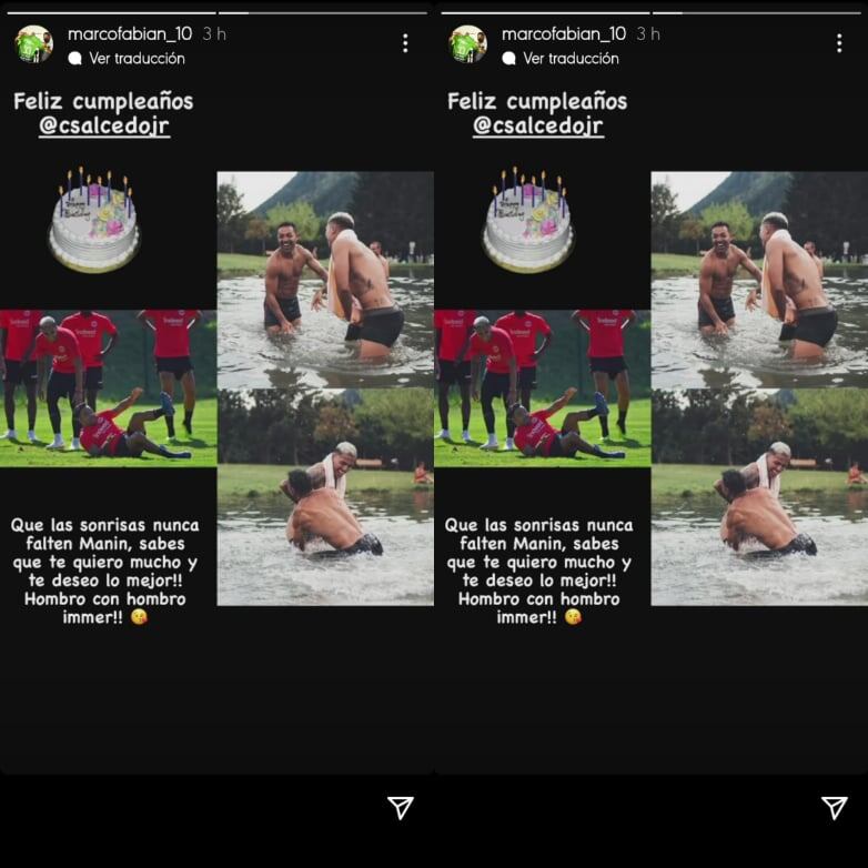 Marco Fabián felicita a Carlos Salcedo Jr.