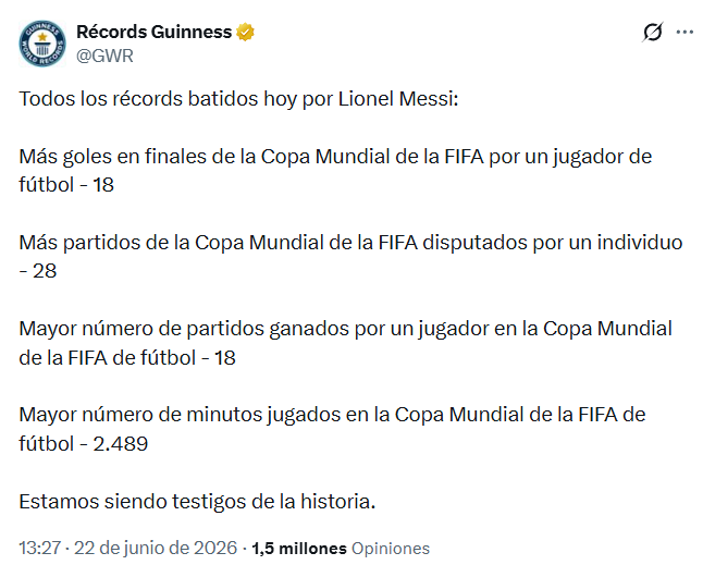 Lionel Messi rompe cuatro récords Guinness