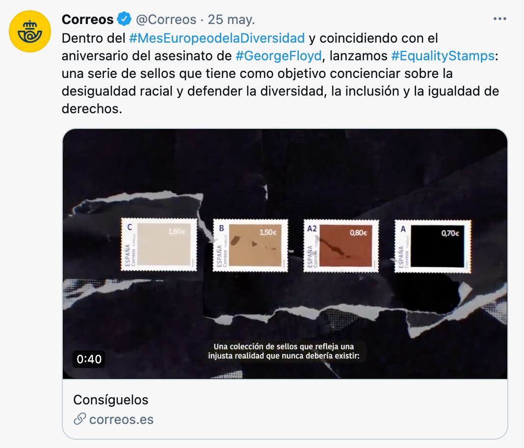 Estampillas con tonos de piel