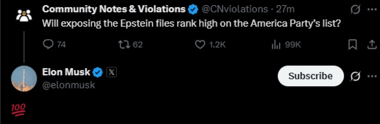 Elon Musk dice que podría exponer “lista de clientes” si forma su propio partido