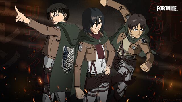Atuendos de Eren Jaeger, Levi y Mikasa Ackerman Attack on Titan ya están en Fortnite