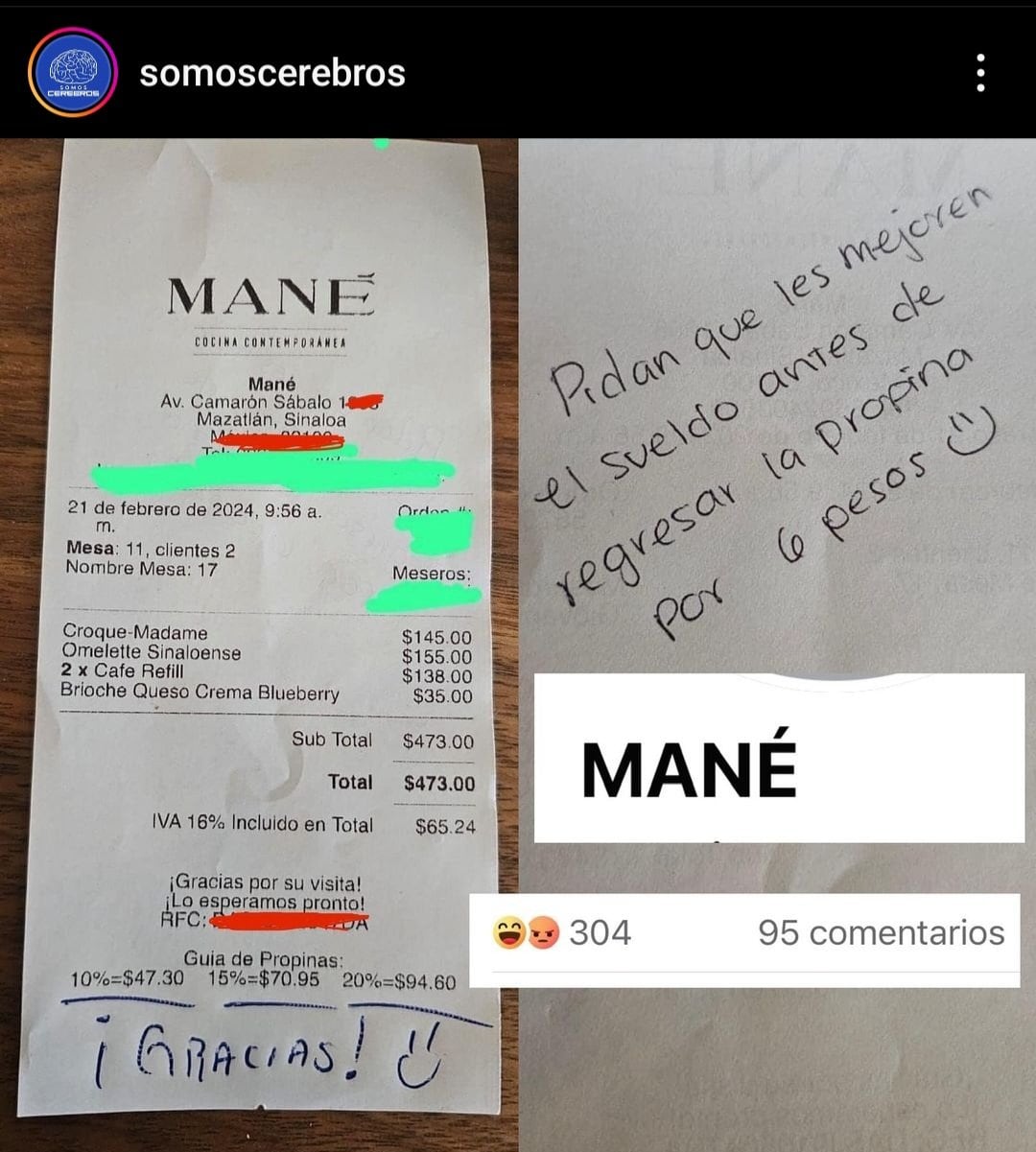 Queja restaurante Mané