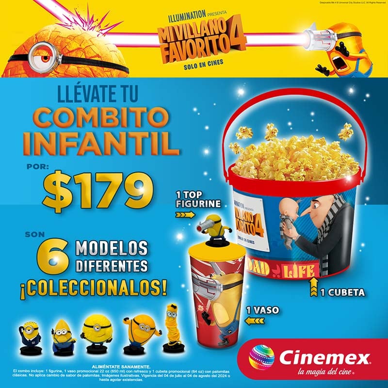 Combos de Cinemex de Mi Villano Favorito 4: Precio, fecha de venta y qué contiene cada uno de ellos