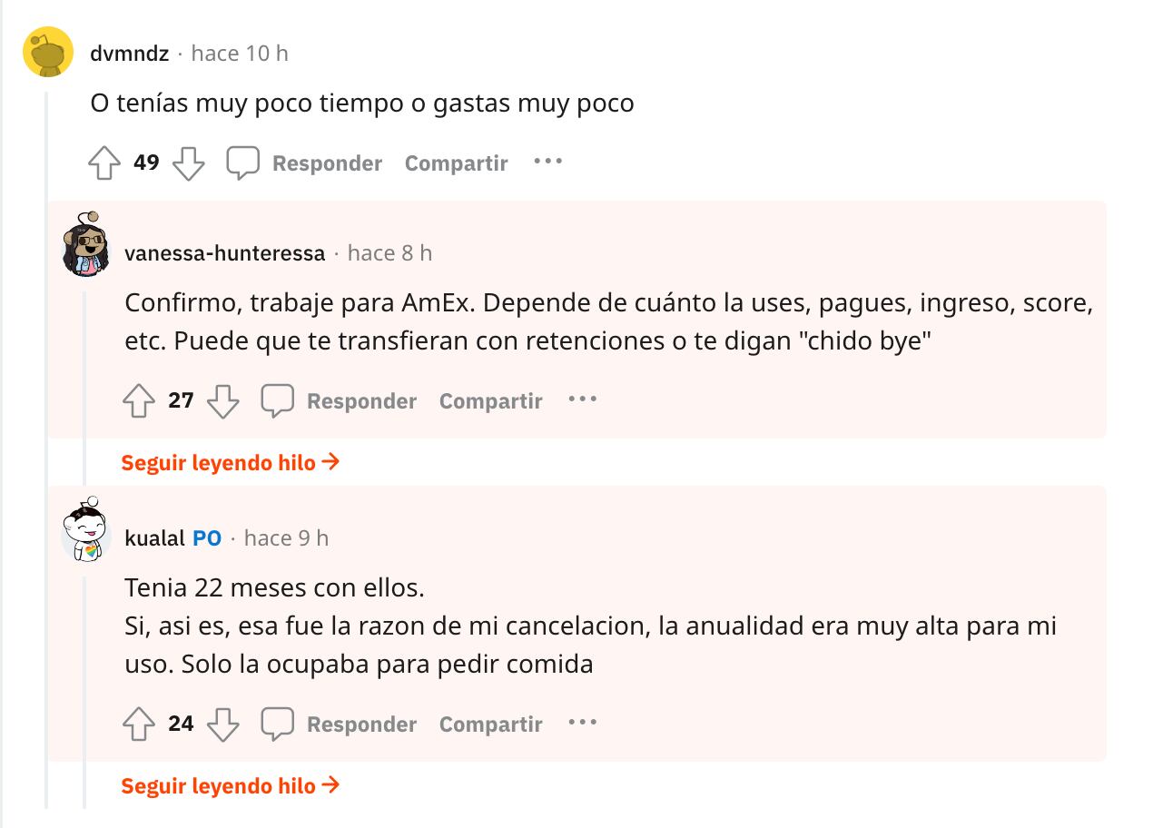 Amenaza con cancelar su tarjeta American Express para que le ofrezcan no pagar anualidad; no le ofrecen nada