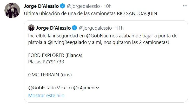 Jorge D´Alessio da detalles de las camionetas