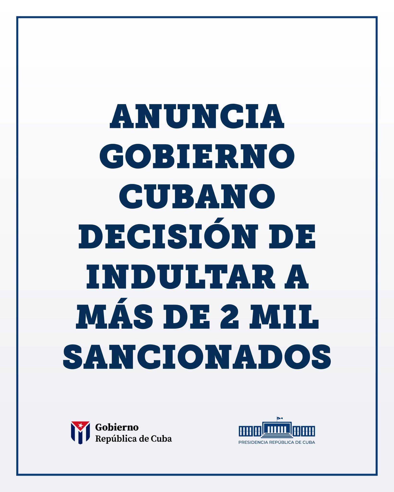 Cuba anuncia excarcelación de más de 2 mil presos