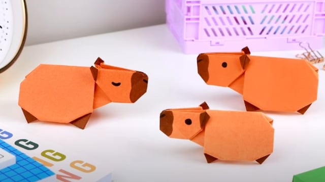Capibara de origami, manualidad para el Día del Niño