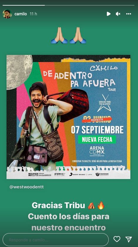 Camilo, nueva fecha para concierto en Arena CDMX.