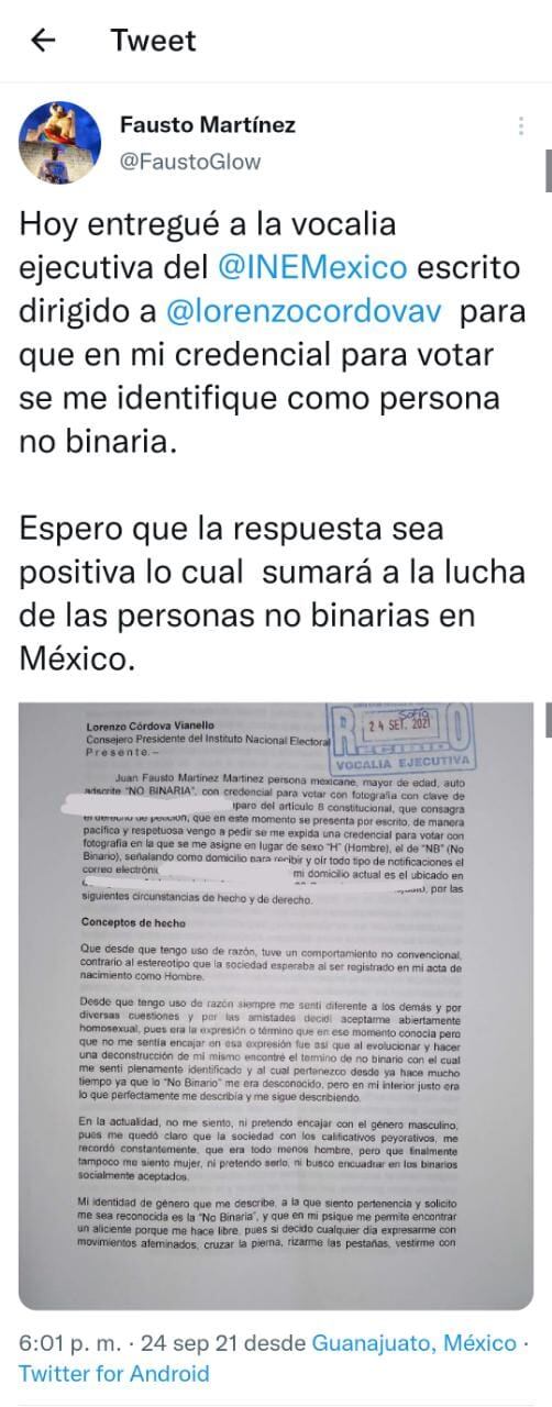 Publicación de Twitter