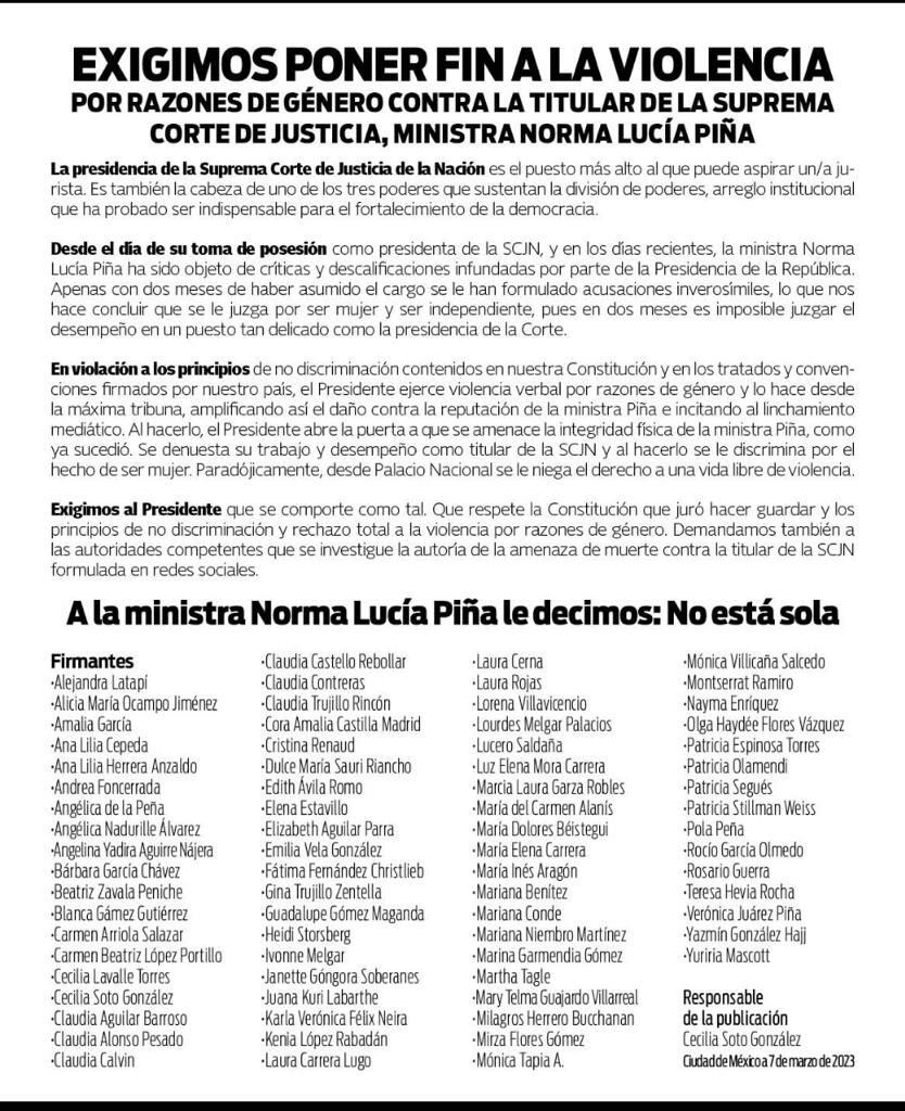 Mujeres defienden a Norma Piña de violencia de género