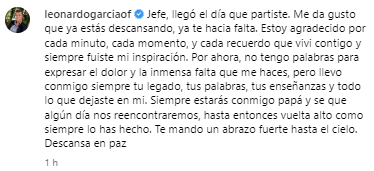 Leonardo García se despide de su papá Andrés García.