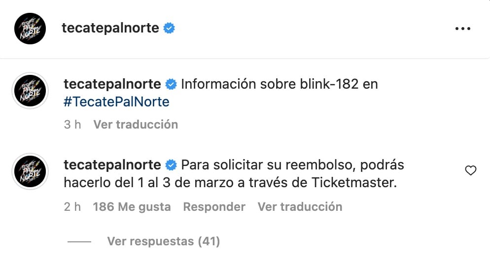 Información sobre el reembolso de Ticketmaster sobre la cancelación de los conciertos de Blink-182 en México