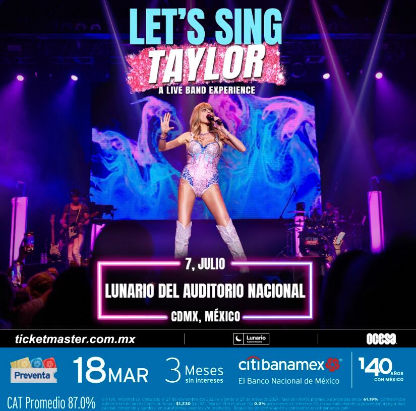 Taylor Swift tendrá un concierto tributo en el Lunario del Auditorio Nacional
