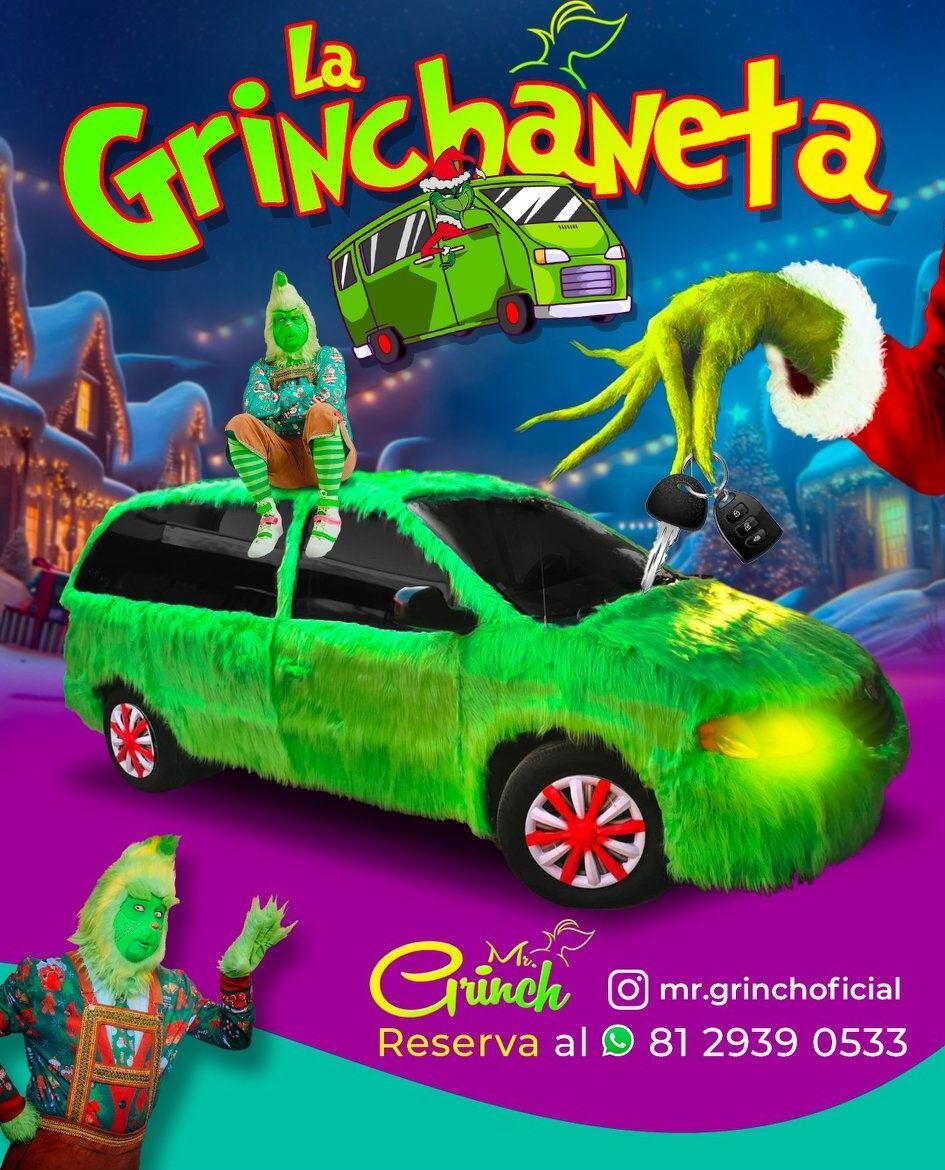 El carro verde de peluche que genera sensación en Monterrey