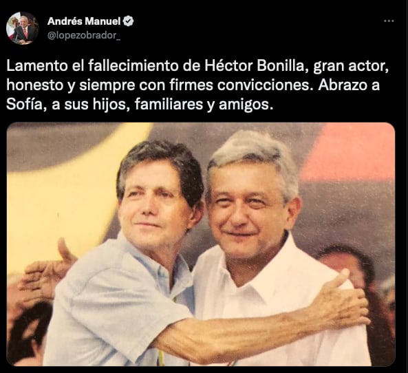 AMLO se despide de su amigo Héctor Bonilla.