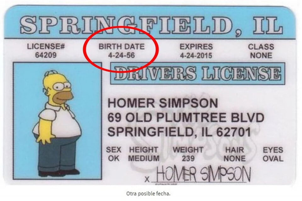 Licencia de Homero Simpson revela que su cumpleaños es el 12 de mayo
